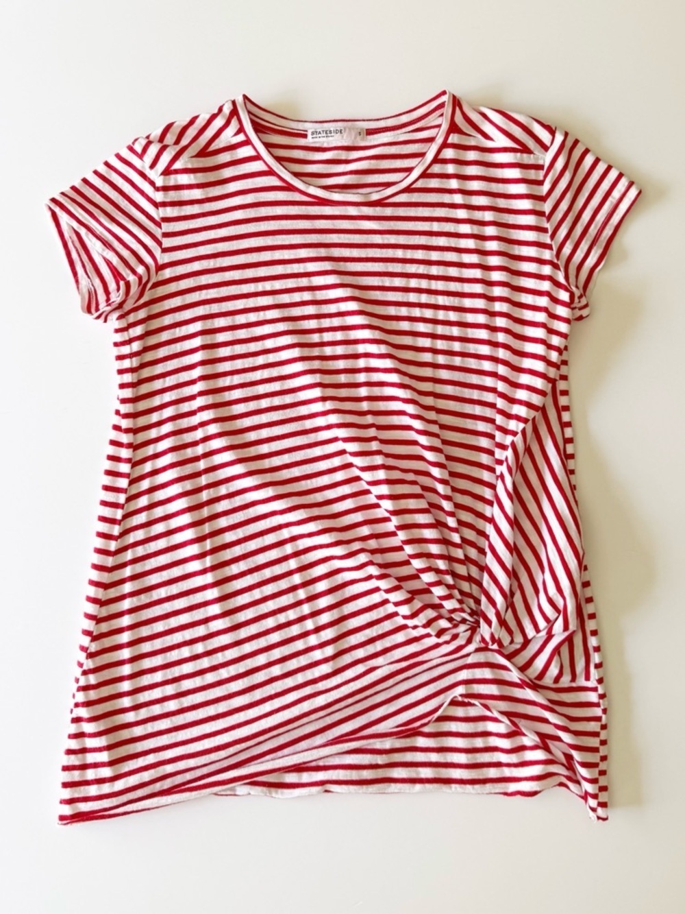 Stateside Striped Crewneck Short Sleeve Knotted Tee